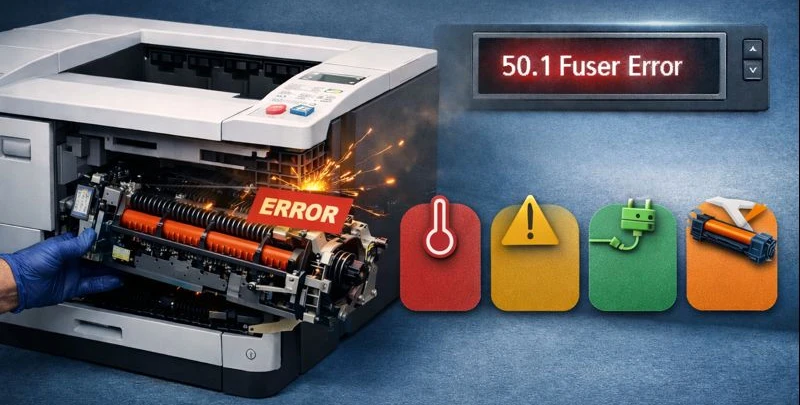 رفع خطای Fuser Error 50.1 در پرینترهای لیزری HP